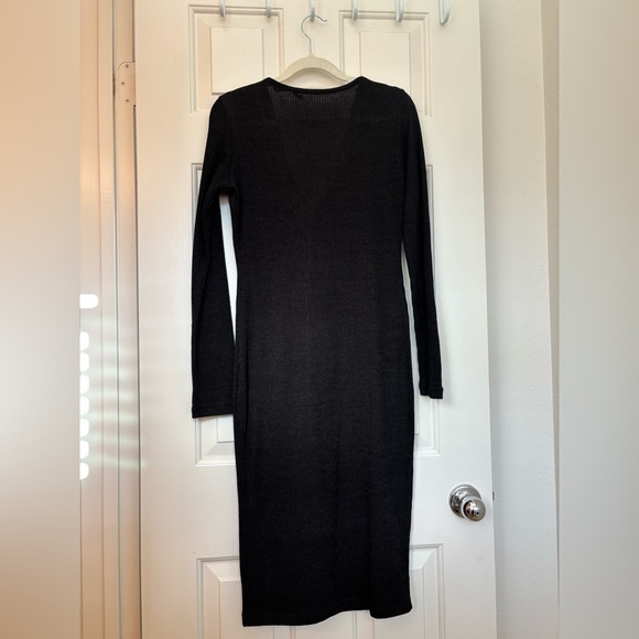 NWOT-Black Long Sleeve Button Dress - Picture 4 of 10